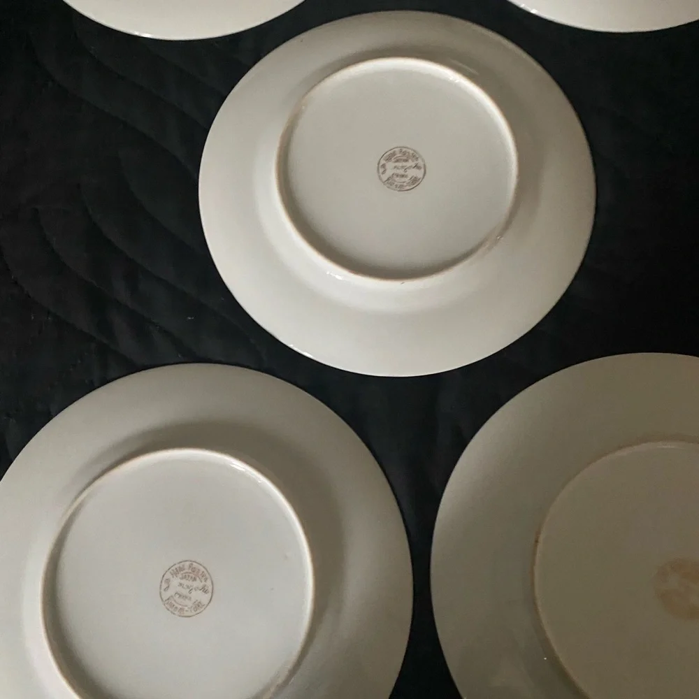 5 Kutani Yaki Ware Japanese Hand Painted  Floral 7.5” MCM Gold Trim Plates